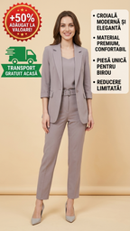 🏆【Jacheta + vesta + pantaloni】2026 Primavara si Toamna Noua Moda Costum Casual Costum din trei piese-Plata online și livrare gratuită imediat