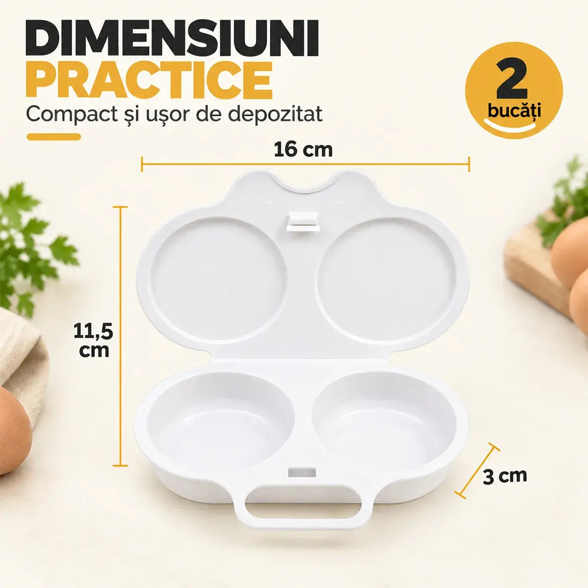 🍳 Formă pentru ouă la abur/prăjite, de calitate alimentară, pentru cuptorul cu microunde [Cumpără una și primești una gratis – primești 2 bucăți] | Un mic dejun sănătos și fără ulei, gata în câteva minute 🥪