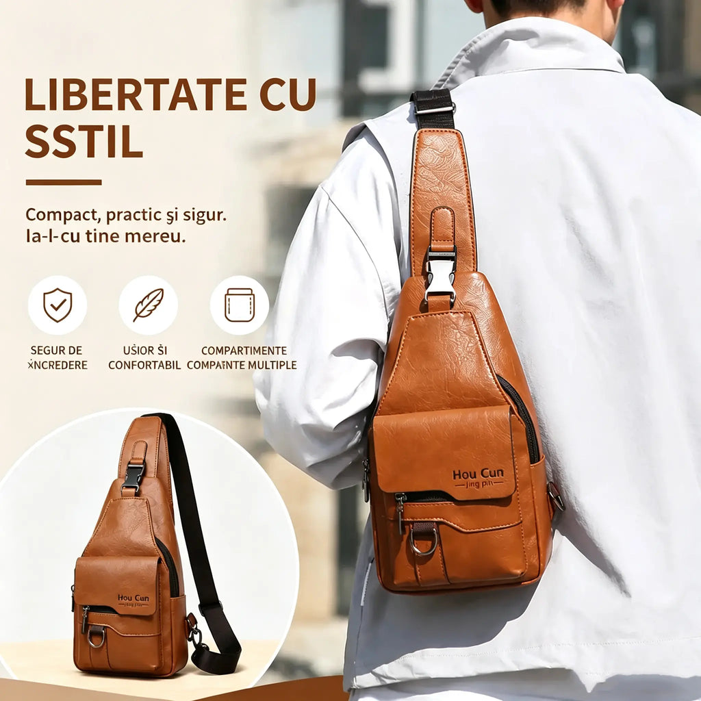 🎒 Geantă de umăr din piele naturală impermeabilă, în stil retro: un articol indispensabil pentru deplasările zilnice.