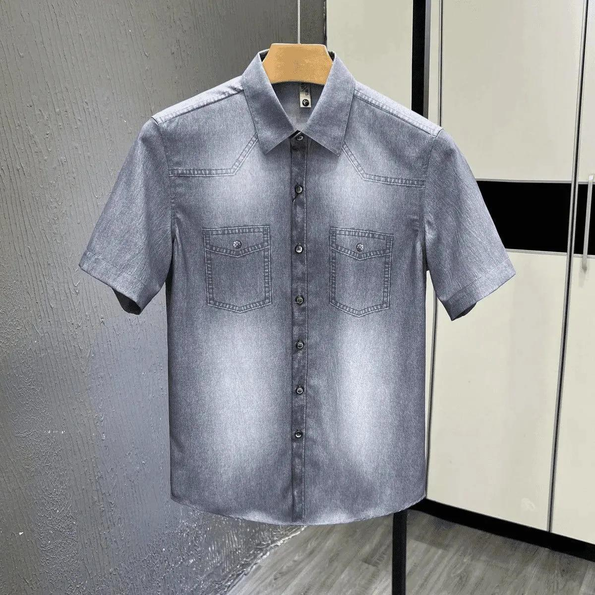 Noua cămașă bărbătească din denim slim fit 2026, cu finisaj premium spălat și distressed!