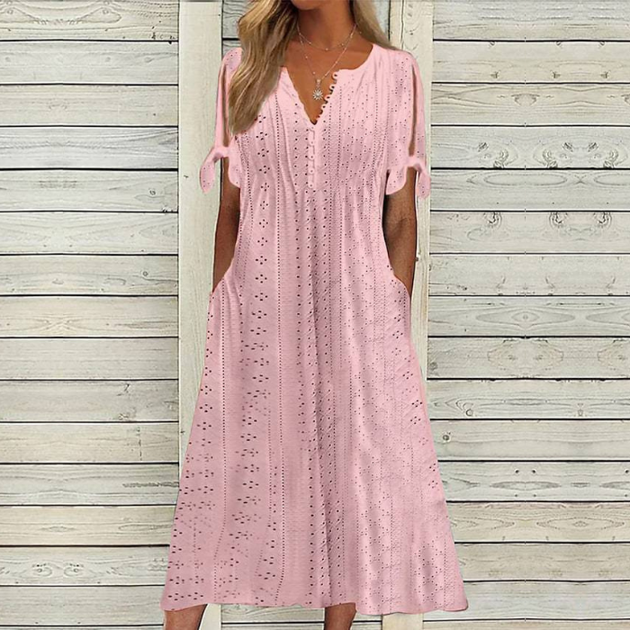 💥💥👗【Reducere de 40% + Plată la livrare】😍【S–5XL】Rochie nouă, simplă și frumoasă, de culoare solidă 2026, lejeră și casual