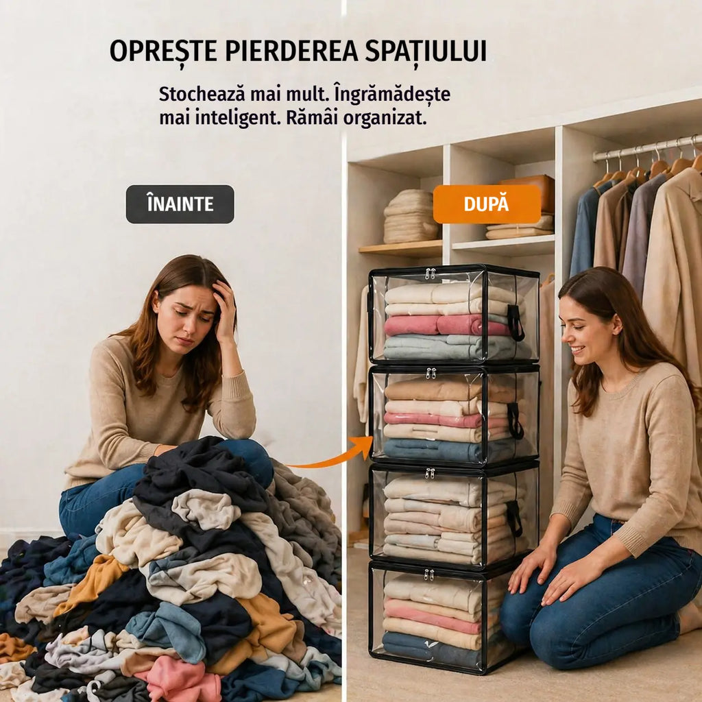 🔥Ofertă limitată: economisești 49% — Set 3 bucăți📦 Sac depozitare din plastic transparent gros, mărime mare, rezistent Potrivit pentru haine, mutări și depozitare obiecte