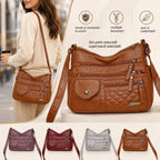 👜【Piele Naturală de Calitate Premium】Geantă Mare de Umăr din Piele Moale cu Compartimente Multiple