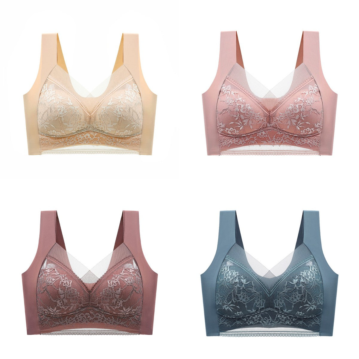 🔥【Cumpără 2 primești 2 gratis】Vânzare fierbinte👙【40-110 KG】 Sutien confortabil, fără cusături, din dantelă