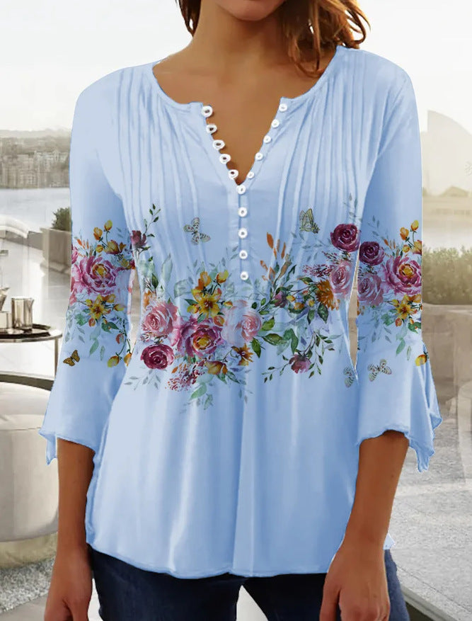 👕🥰【Oferta limitált ideig 】[S-5XL] Elegáns női póló V-nyakkivágással