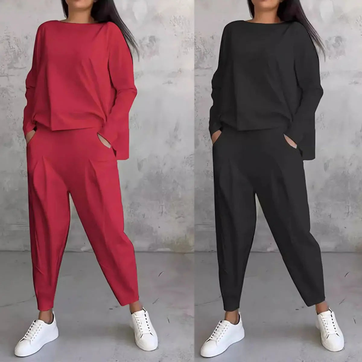 💥💥Set sport casual din bumbac pentru femei, top + pantaloni