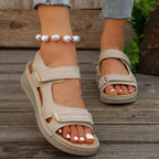 🌟【50%OFFLivrare gratuită】【36-43】Sandale cu pană cu vârf deschis pentru femei Comfy Chic - Curea de fixare cu cârlig și buclă,（Husă falsă, îmbrăcăminte pentru toate anotimpurile）
