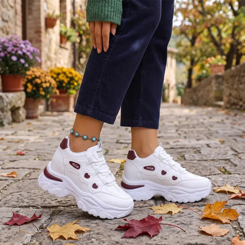 【35-42】👟 Adidași damă Chunky Dad cu platformă – înălțare ascunsă, șireturi, design color-block