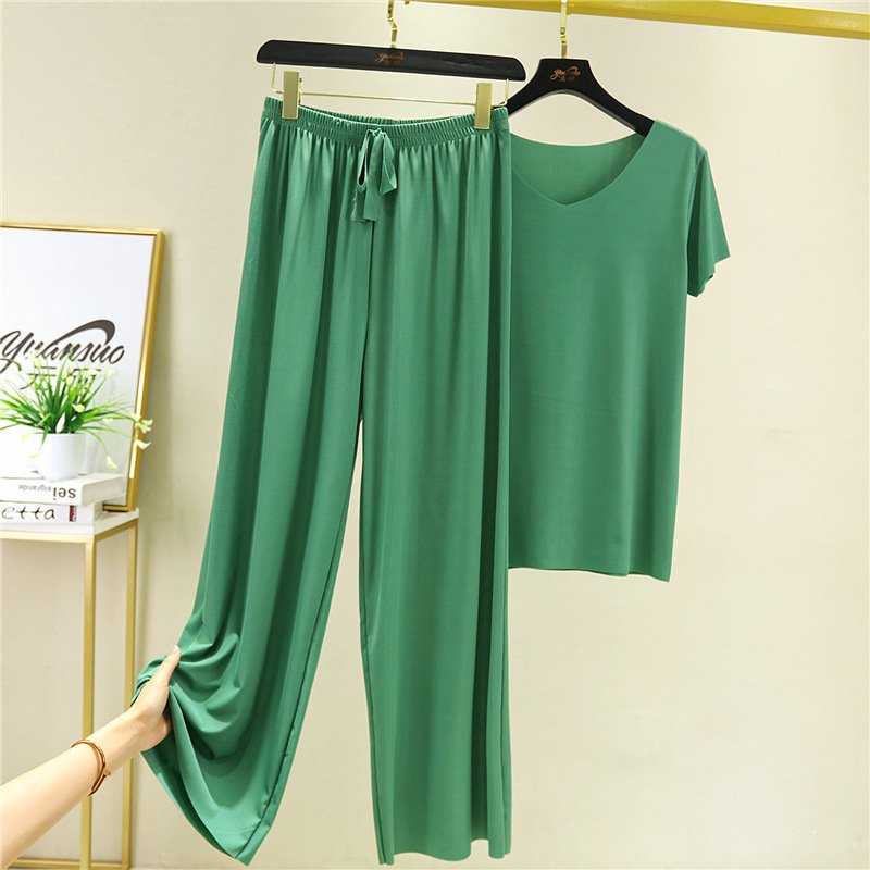 🏆【Cumpără 1 și primești 1 gratuit】【M-4XL】Costum din două piese, pantaloni cu mâneci scurte noi, din mătase de gheață