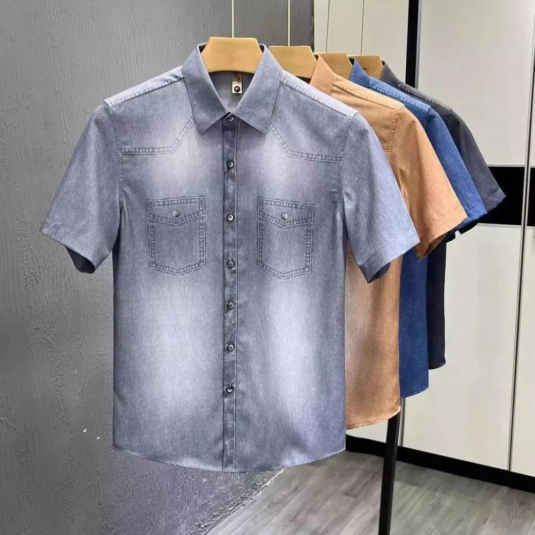 Noua cămașă bărbătească din denim slim fit 2026, cu finisaj premium spălat și distressed!