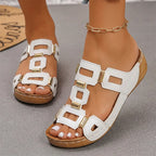 👡【Confortabile, fără oboseală la mers】Sandale retro cu platformă și toc tip wedge (ortopedic)