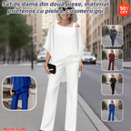 ⏳Al doilea produs la jumătate de preț⏰ Set din două piese pentru femei, prietenos cu pielea, cu umerii goi ✅【Top + pantaloni】【50-120 kg】