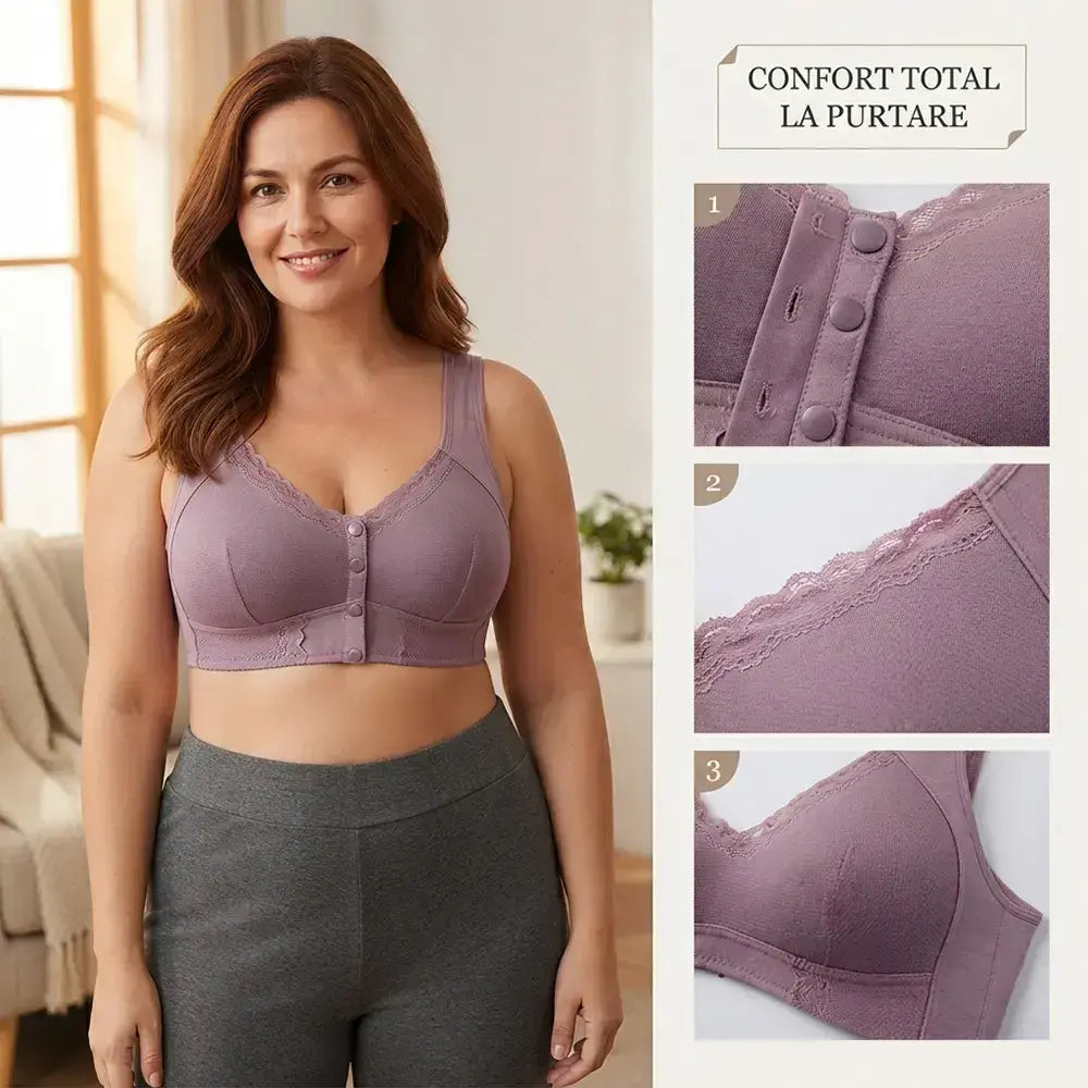 （3buc）💕🎁【45kg-155kg】Sutien supradimensionat, respirabil, din bumbac moale, cu nasturi frontali