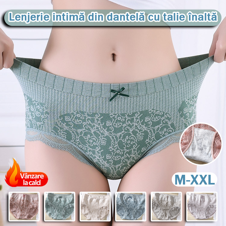 🔥【Cumpărați 4, primiți 4 gratuit】🔥Slip de damă cu talie înaltă, antibacteriană, absorbantă de umiditate