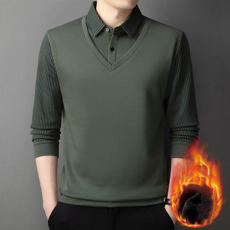 🔥【Super promoție】Pulover compozit bărbați din chenille și catifea, design îngroșat, izolație termică superioară