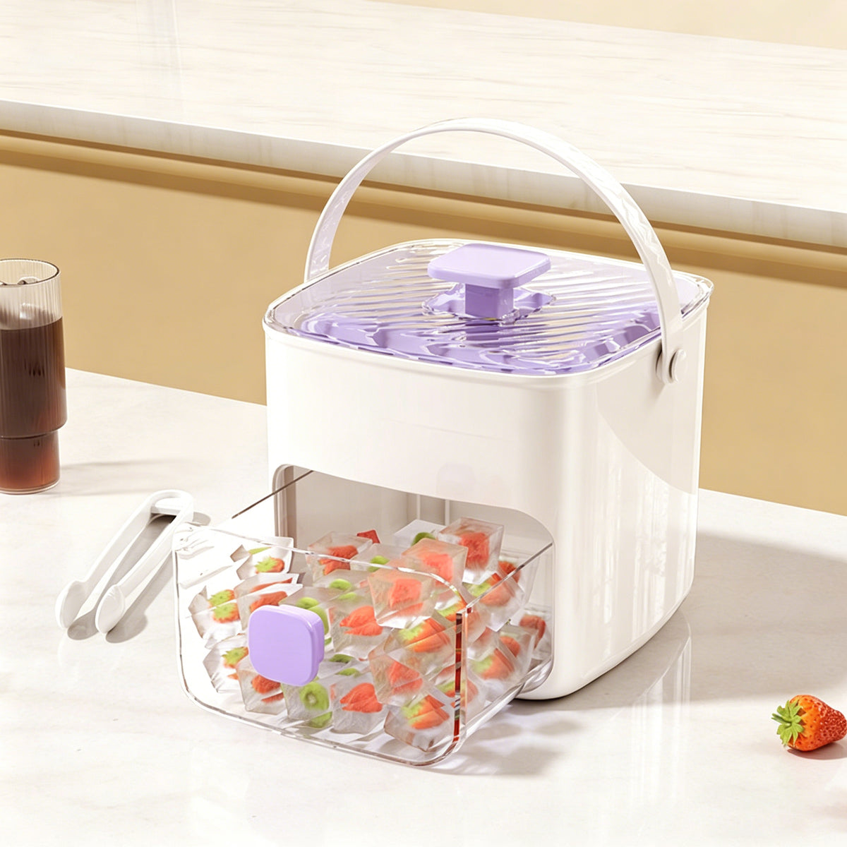 【Include Clește Gratuit】Set Caserolă de Gheață cu Apăsare 48 Cuburi: Eliberare Rapidă într-o Secundă, Capacitate Dublă, Material Alimentar