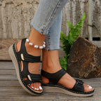 🌟【50%OFFLivrare gratuită】【36-43】Sandale cu pană cu vârf deschis pentru femei Comfy Chic - Curea de fixare cu cârlig și buclă,（Husă falsă, îmbrăcăminte pentru toate anotimpurile）
