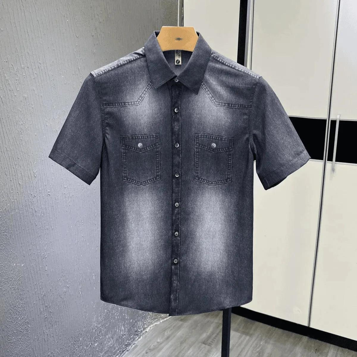 Noua cămașă bărbătească din denim slim fit 2026, cu finisaj premium spălat și distressed!