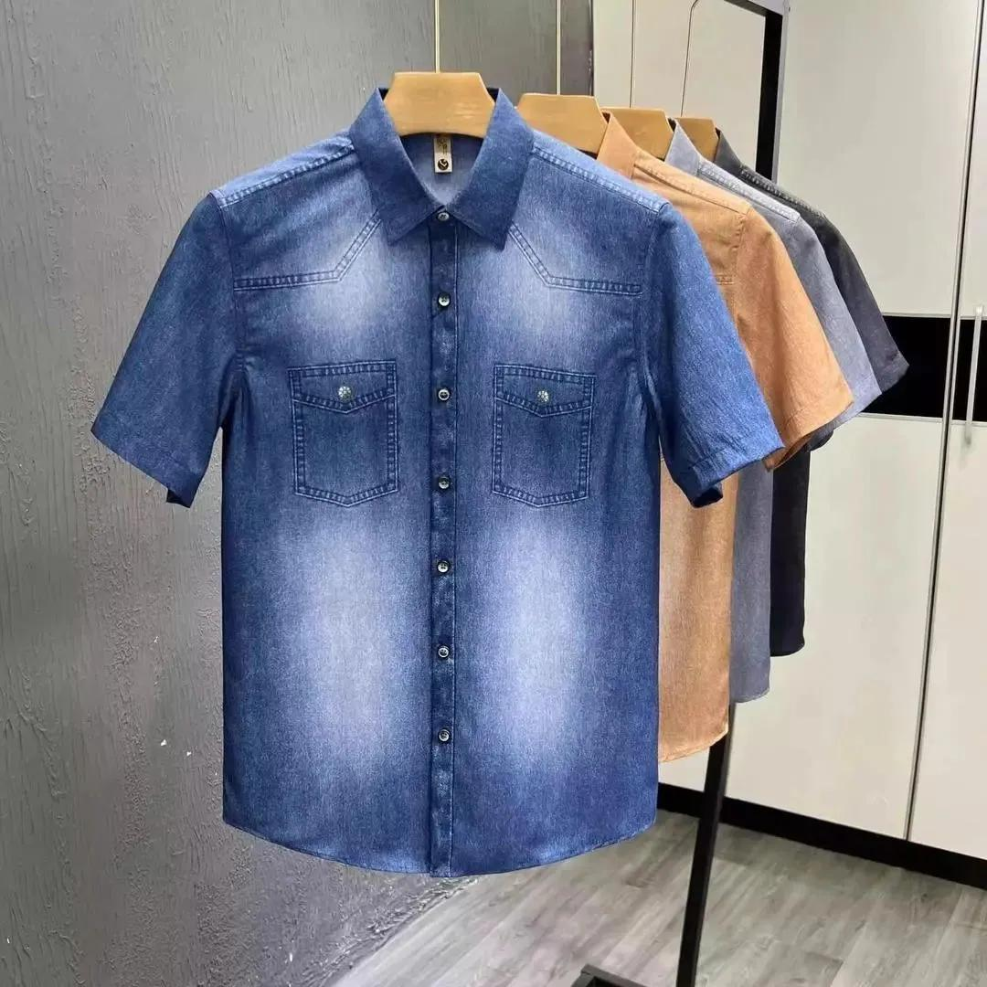 Noua cămașă bărbătească din denim slim fit 2026, cu finisaj premium spălat și distressed!