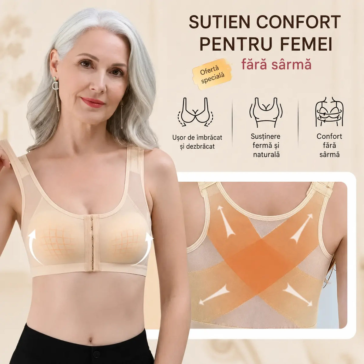 【3 bucăți】 Sutien de susținere cu acoperire completă