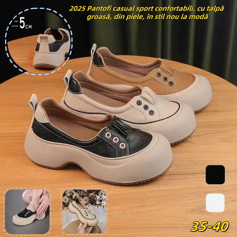 🔥🌸【35-40】2026 Pantofi casual sport confortabili, cu talpă groasă, din piele, în stil nou la modă