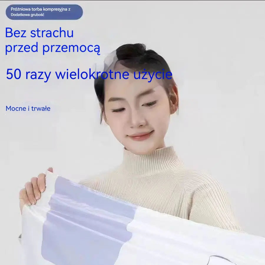 🧳【Set de 5 bucăți】💨 Saci de vidat mari pentru comprimare: Nu necesită pompă, sunt etanși și ideali pentru economisirea spațiului în valize și acasă ✈️