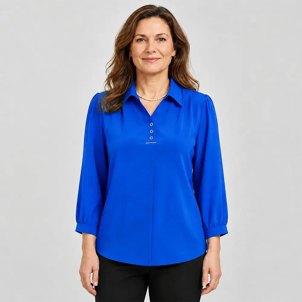 Bluză Polo Elegantă de Damă, Croială Lejeră, Mărimi XL-6XL, Fină și Respirabilă