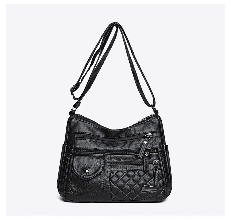 👜【Piele Naturală de Calitate Premium】Geantă Mare de Umăr din Piele Moale cu Compartimente Multiple