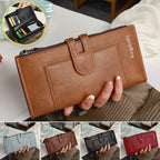 💰👜【Cumpără 1, primești 2 gratuit】Portofel vintage din piele naturală cu fermoar dublu și slot pentru mai multe carduri, pentru femei