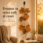 Decorațiune Suspendată Rustică cu Dovleci și Lumini LED – Ornament de Toamnă pentru Ușă, Perete sau Grădină 🎃🍂