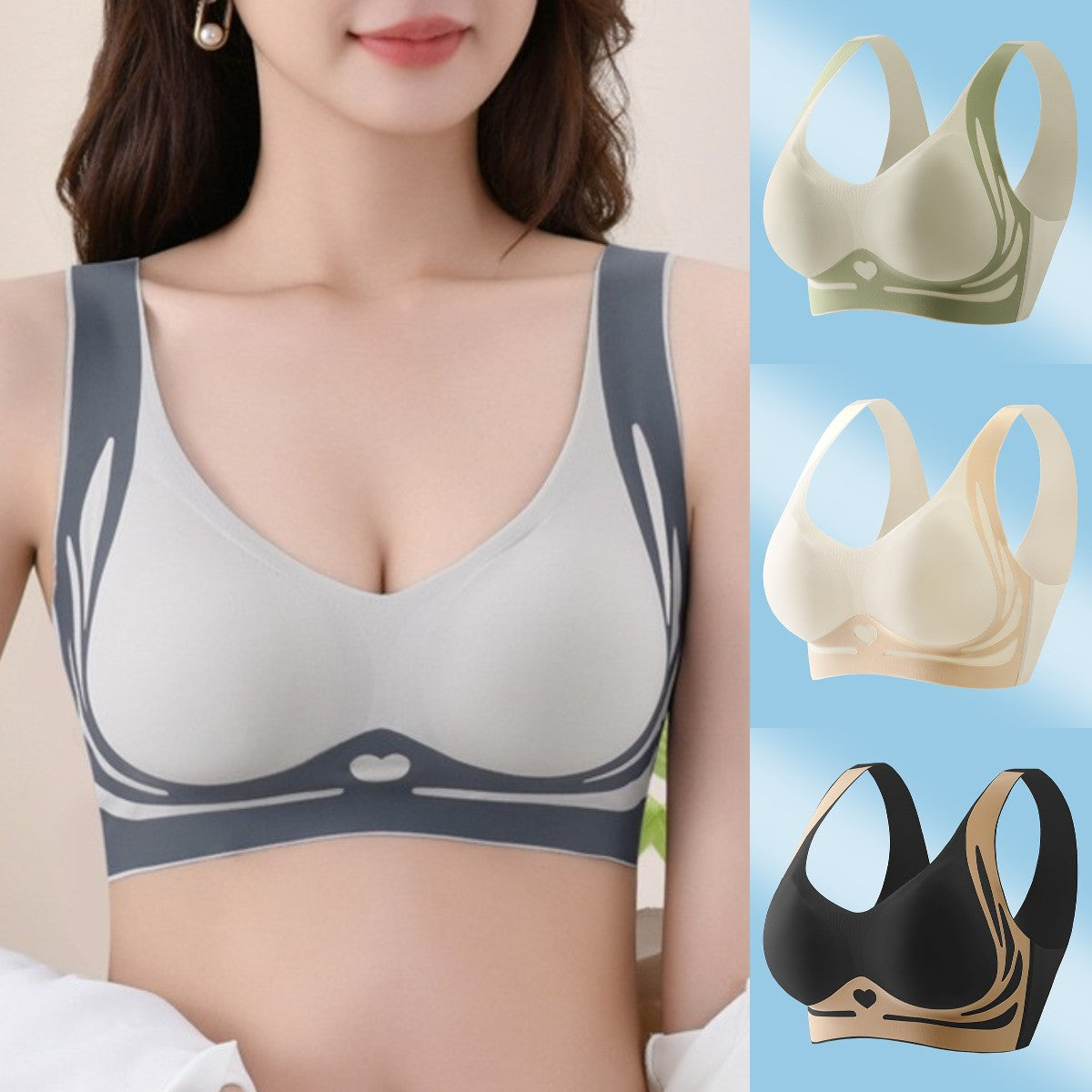 😍【49% reducere】【Set de 4】Sutien pentru femei fără sârmă, dintr-o bucată❤️【40-85KG】