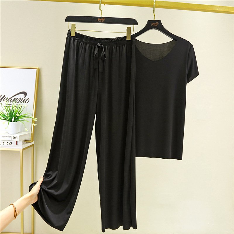 🏆【Cumpără 1 și primești 1 gratuit】【M-4XL】Costum din două piese, pantaloni cu mâneci scurte noi, din mătase de gheață