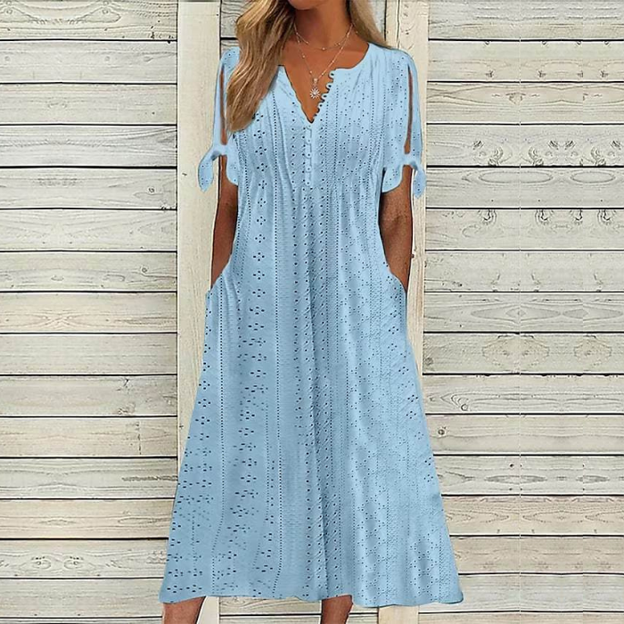 💥💥👗【Reducere de 40% + Plată la livrare】😍【S–5XL】Rochie nouă, simplă și frumoasă, de culoare solidă 2026, lejeră și casual
