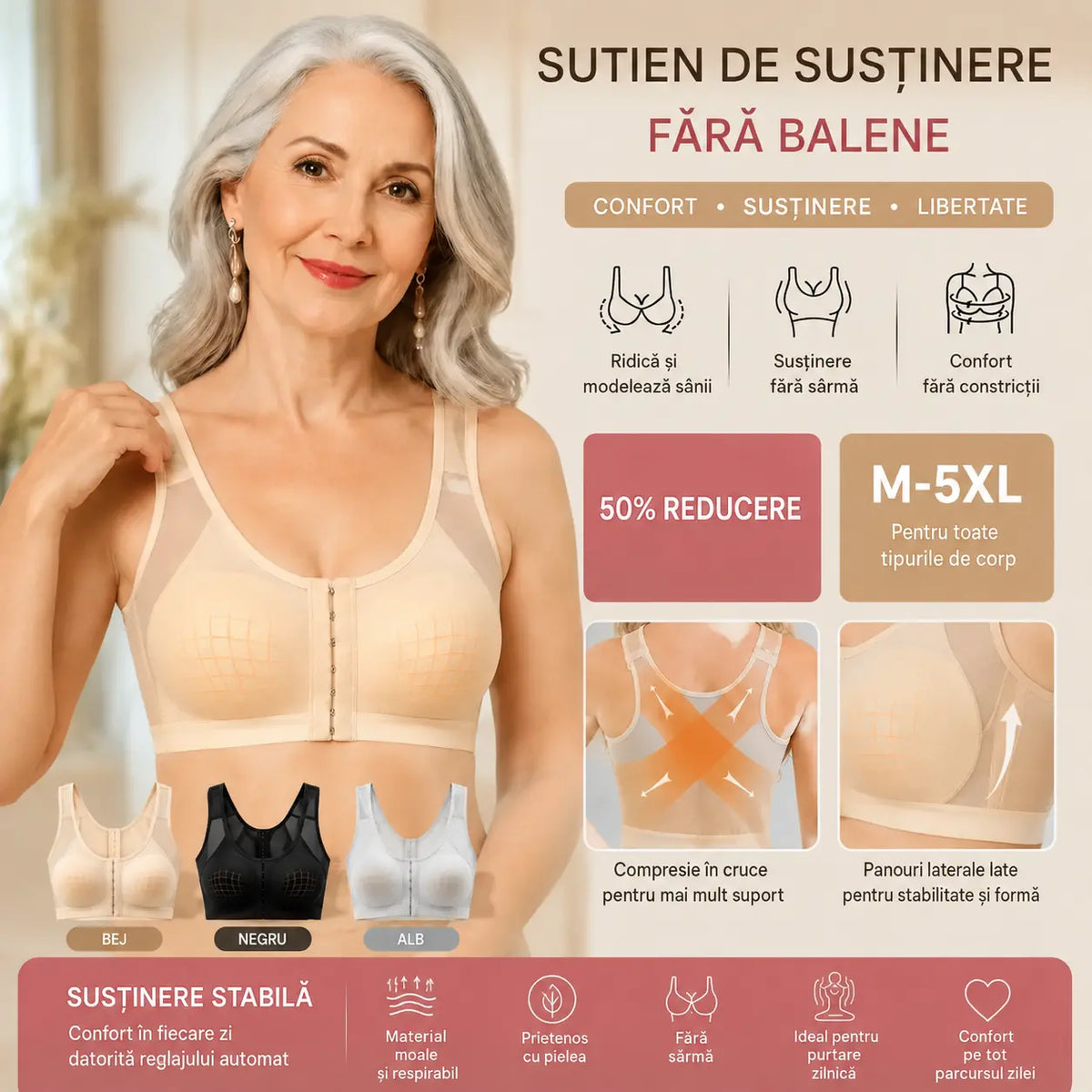 【1 bucăți】 Sutien de susținere cu acoperire completă