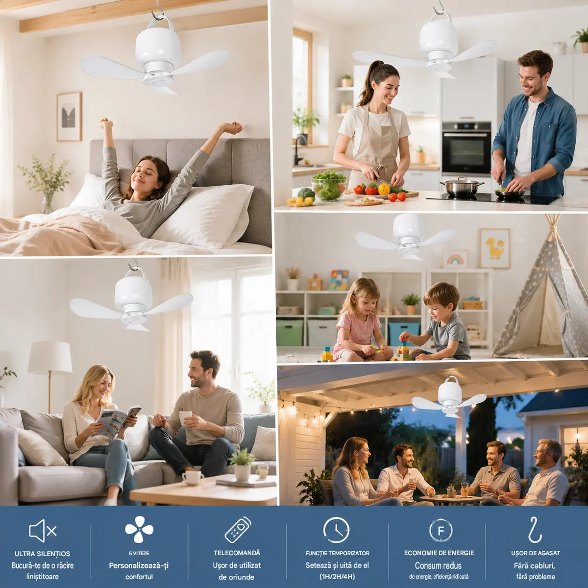 ⏰ Ofertă limitată: ventilator de tavan reîncărcabil cu LED! 🌬️✨