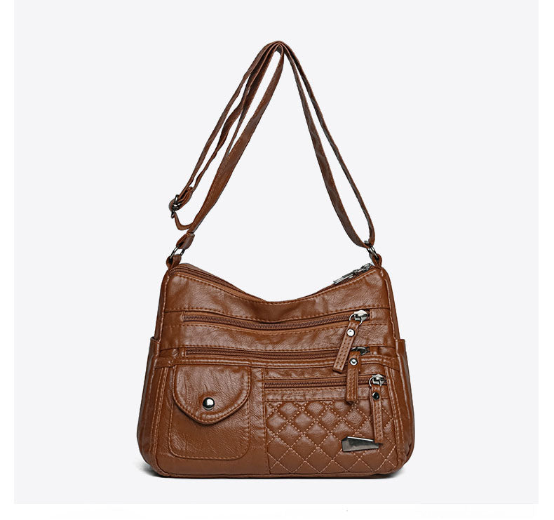 👜【Piele Naturală de Calitate Premium】Geantă Mare de Umăr din Piele Moale cu Compartimente Multiple