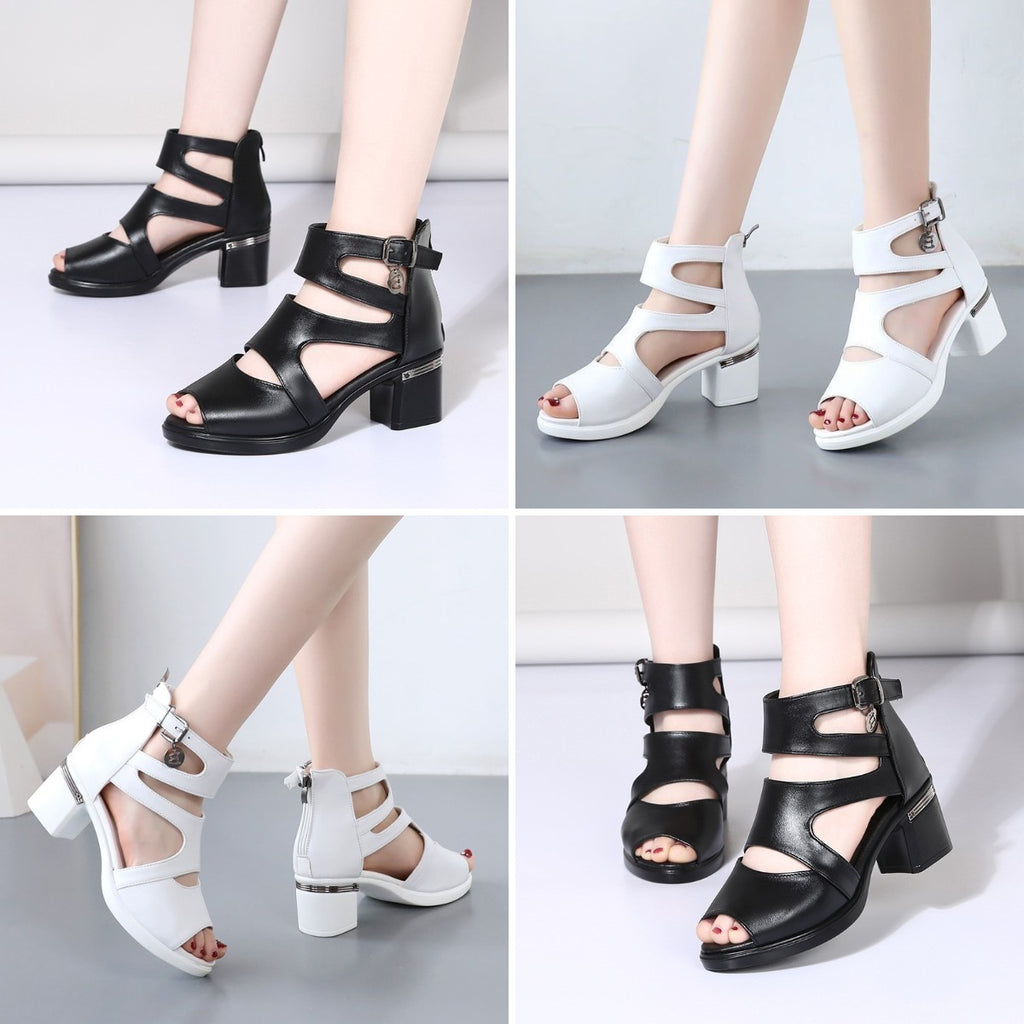 💝【Reducere de primăvară 50%】👡【35-41】Sandale goale cu talpă înaltă, la modă, 2026, cu toc gros pentru mers ușor