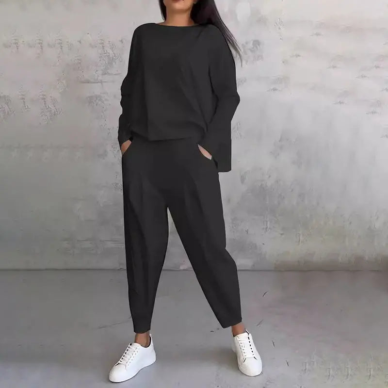 💥💥Set sport casual din bumbac pentru femei, top + pantaloni