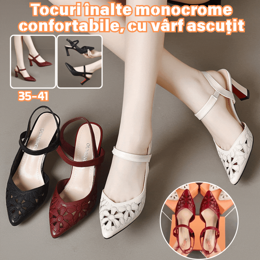 🔥【35-41】Tocuri înalte monocrome confortabile, cu vârf ascuțit 【Toc de 6 cm】