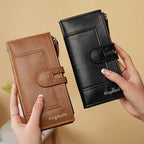 💰👜【Cumpără 1, primești 2 gratuit】Portofel vintage din piele naturală cu fermoar dublu și slot pentru mai multe carduri, pentru femei