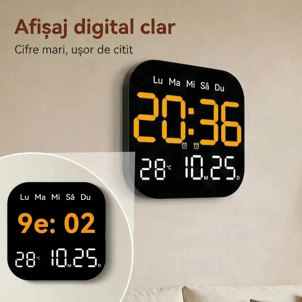 🕰️🛏️Ceas digital pentru casă și birou – alarmă, luminozitate reglabilă, funcționare silențioasă 🌙