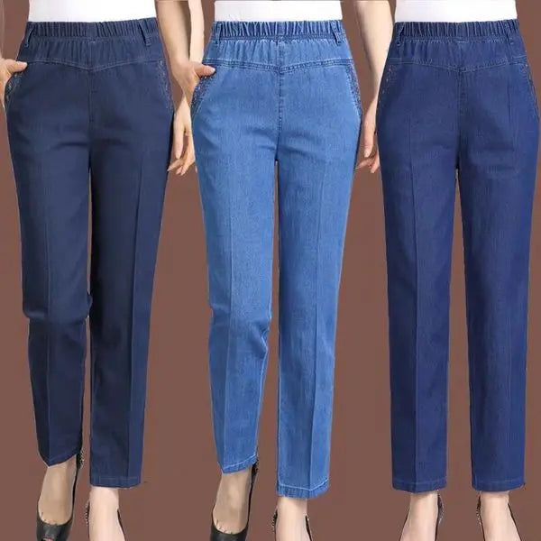 🔥【XL-5XL】Blugi de damă subțiri, casual, drepți, elastici