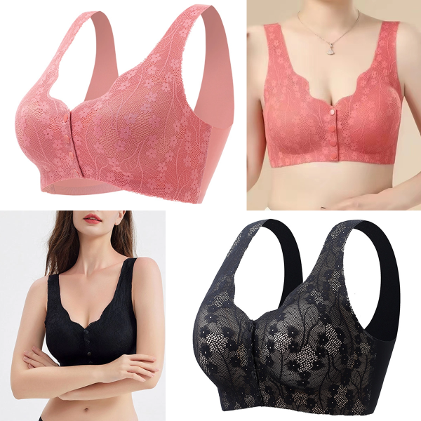 😍【Pachet de 2 bucăți】Sutien fără fir pentru femei cu nasturi în față ❤️【40-100kg】