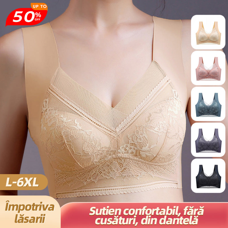 🔥【Cumpără 2 primești 2 gratis】Vânzare fierbinte👙【40-110 KG】 Sutien confortabil, fără cusături, din dantelă