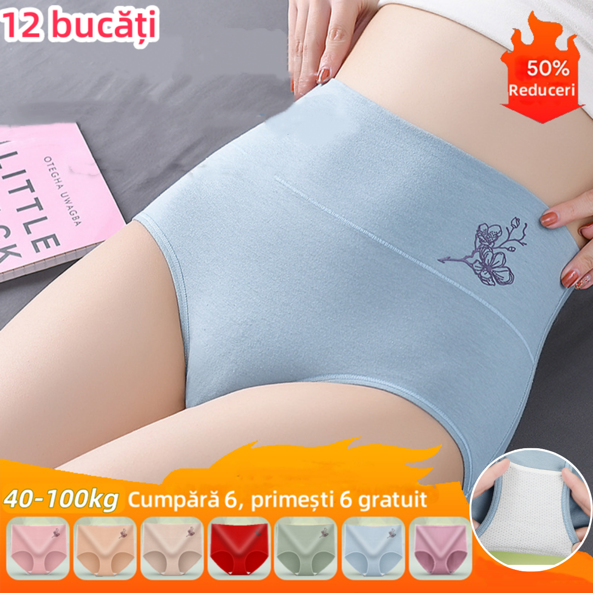 💖Ultima zi 50% reducere - Bumbac pur de înaltă talie mare de bumbac plus dimensiunea de ridicare a șoldului chiloți de ridicare[40-100KG]