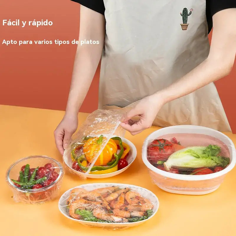🔥【100 buc】Capace Elastice de Unică Folosință pentru Păstrarea Prospețimii (Grad Alimentar), Protecție Rapidă și Simplă a Alimentelor