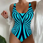 👙【S~6XL】Costum de baie întreg cu dungi, croială care subțiază, material elastic și cu uscare rapidă.
