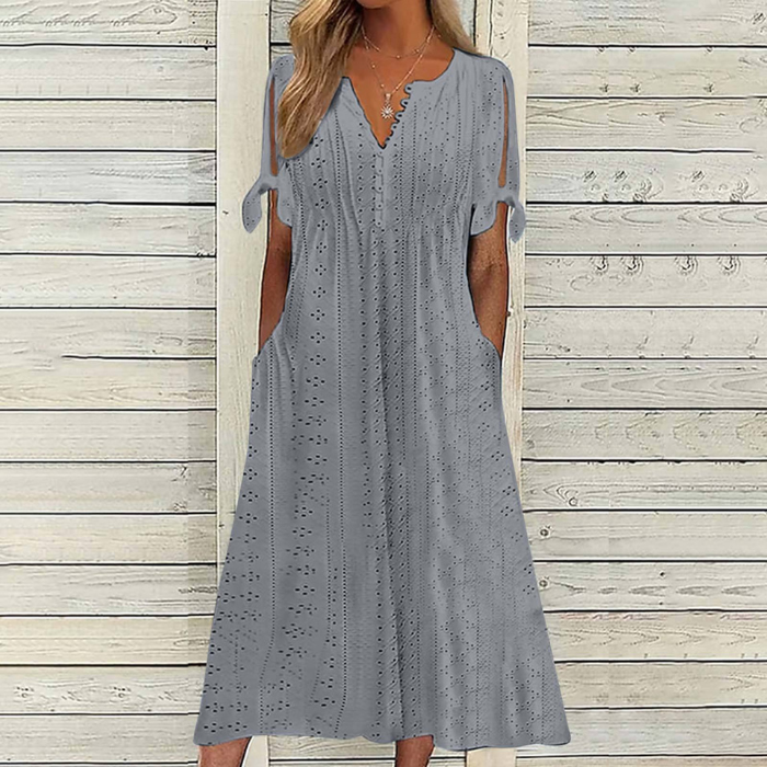 💥💥👗【Reducere de 40% + Plată la livrare】😍【S–5XL】Rochie nouă, simplă și frumoasă, de culoare solidă 2026, lejeră și casual