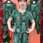 【30%OFF】🔥Cumpărați 1 obțineți 1 gratuit🔥【Top + Pantaloni】【S-4XL】😍Costum subțire din două piese, elegant, casual, din mătase glacială