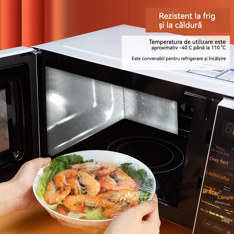 🔥【300 buc】Capace Elastice de Unică Folosință pentru Păstrarea Prospețimii (Grad Alimentar), Protecție Rapidă și Simplă a Alimentelor